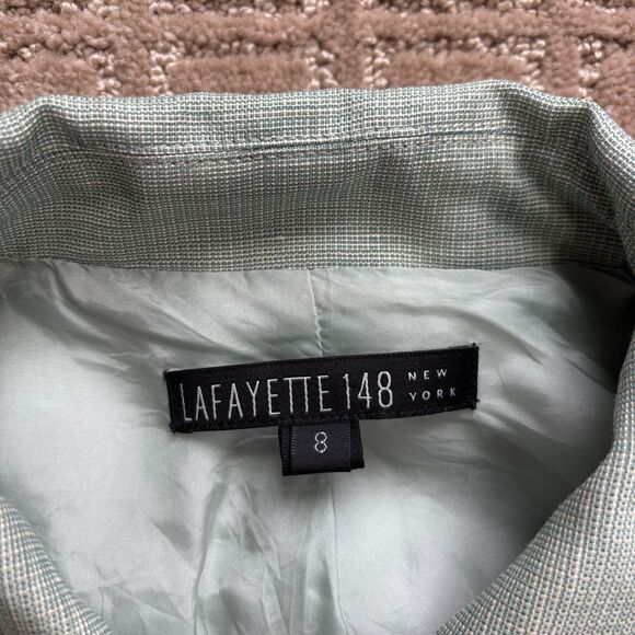 Lafayette 148 Wool Linen Mohair Jacket Women's 8 Light Green Career Profesional - Picture 3 of 7